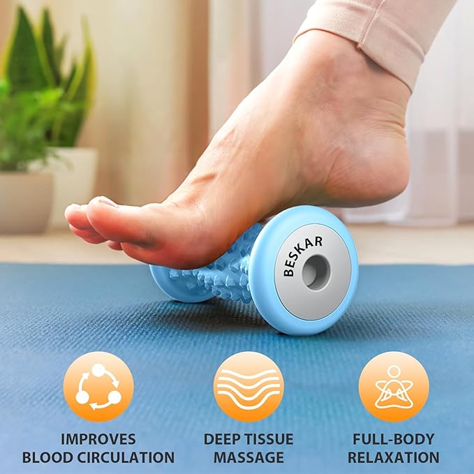 BESKAR Foot Massager Roller for Plantar Fasciitis Relief, Portable Feet Roller to Deep Tissue Muscle Massage, Foot Arch and Heel Pain, Reflexology Tool - Bloomnest