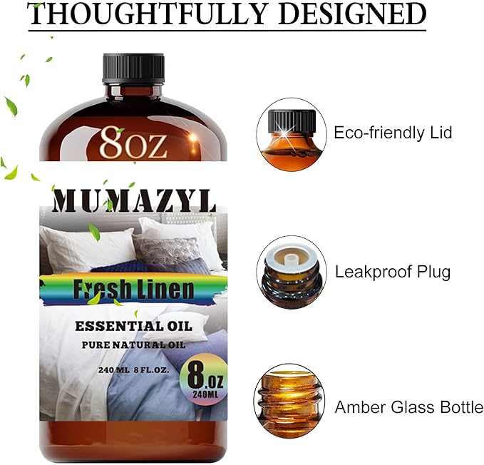 Fresh Linen Essential Oil, Fresh Linen Oil 8 Fl Oz 240ML for Diffuser Humidifier Yoga Cleaning DIY Candle Soap Making Fragrance Oils - Bloomnest