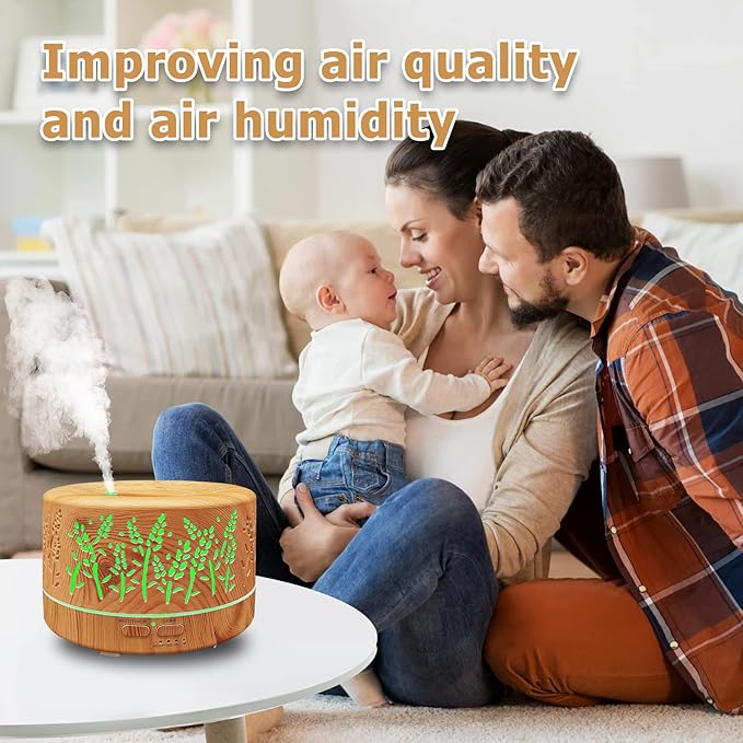 Diffusers for Essential Oils Large Room 600ml,Essential Oil Diffusers for Home with R/C,Cool Mist Humidifier,7 Colors Lights & 3 Mist Mode Waterless Auto Off for Office - Bloomnest