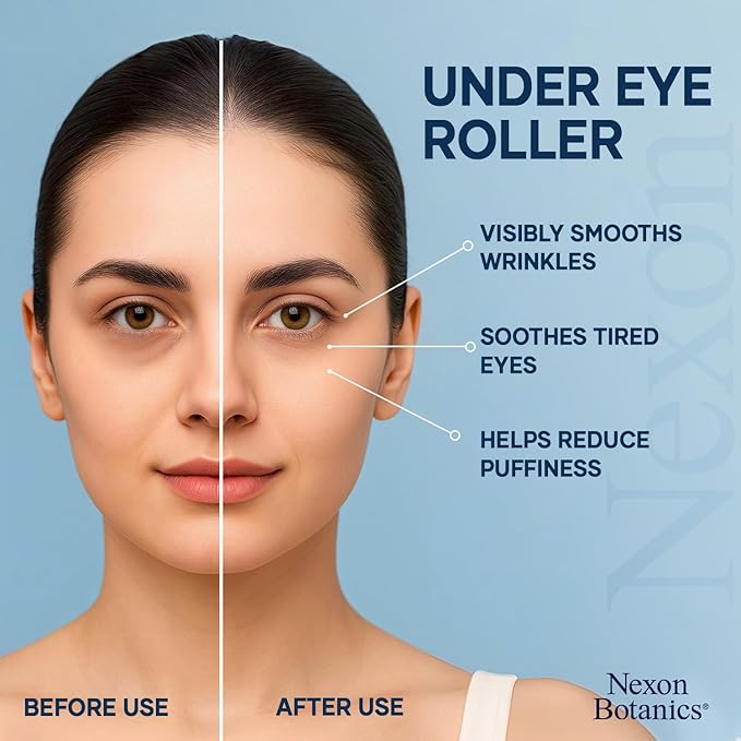 Organic Castor Oil and Frankincense Eye Roller 10 ml - Under Eye Puffiness & Fine Line Moisturizer - Lightweight Roll On - Nexon Botanics - Bloomnest