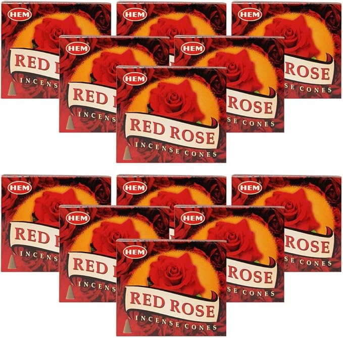 TRUMIRI Red Rose Incense Cone Bundle: 14 Sets of 12 Packets (120 Pieces) with Incense Holder TRUMIRI