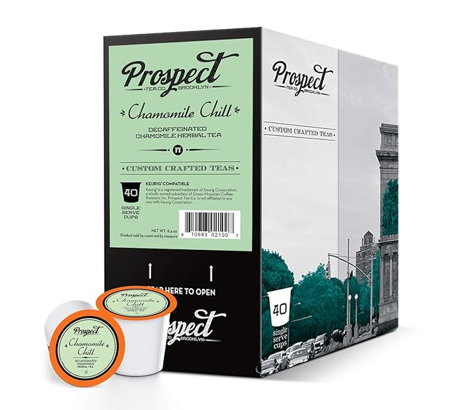 Prospect Tea Co. Decaffeinated Chamomile Chill Herbal Tea Pods Compatible with K Cup Brewers Including 2.0, 40 Count - Bloomnest