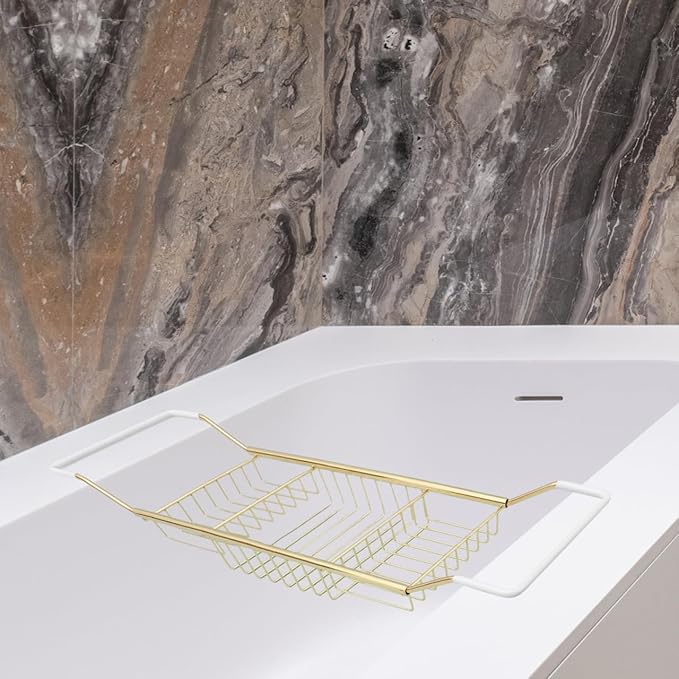 Stainless Steel Shower Tub Tray: European Style Extendable Bathtub Tray for Luxury Bath, Stainless Steel Over The Bathtub Rack for Bathroom Accessories - Bloomnest