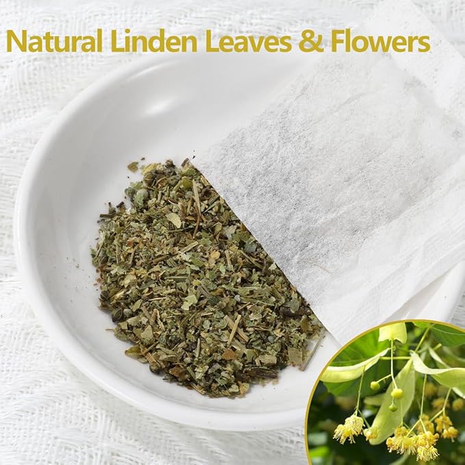 Premium 100 Linden Tea Bags, Made with 100% Natural Linden Tilo Leaves & Flowers, Support Respiratory & Boost Immune System, Caffeine Free. - Bloomnest