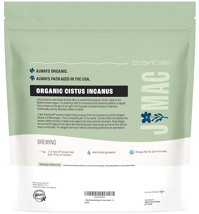 J Mac Botanicals Organic Cistus Incanus tea, also known as Rock Rose or Shepherd's Tea - Bloomnest
