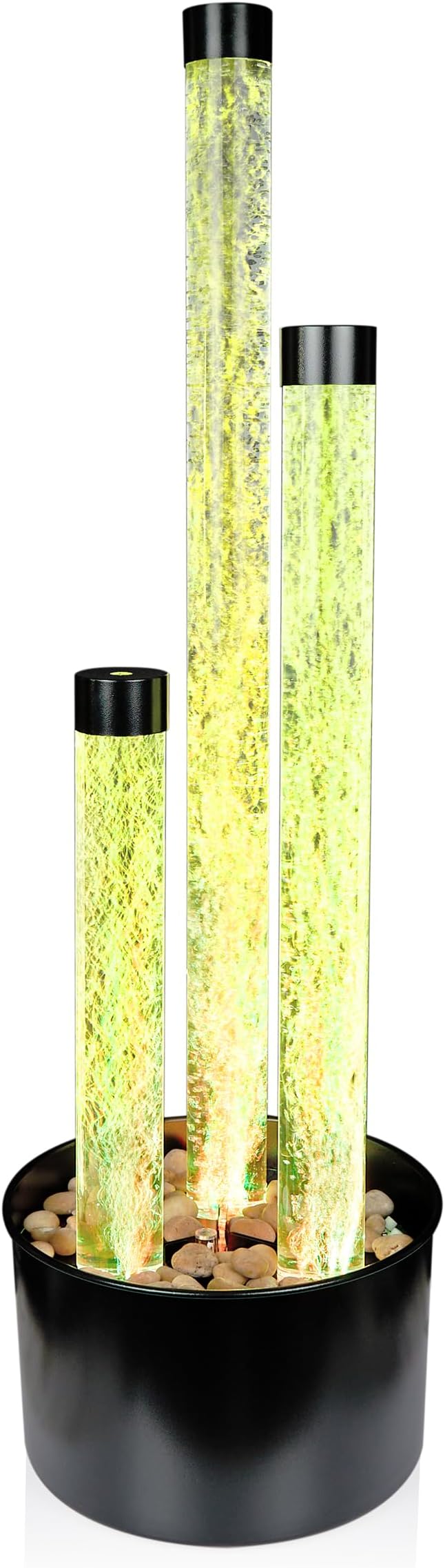 Alpine Corporation MLT166BK 54" 3 Tier Acrylic Bubble Fountain with Remote Control and 16-Color LED Lights, Decorative Water Feature for Indoor/Outdoor Us, Black - Bloomnest