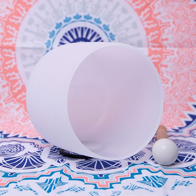 ENERGYSOUND 432Hz Perfect Pitch C Note Root Chakra Frosted Quartz Crystal Singing Bowl 7 inch mallet & o-ring included - Bloomnest