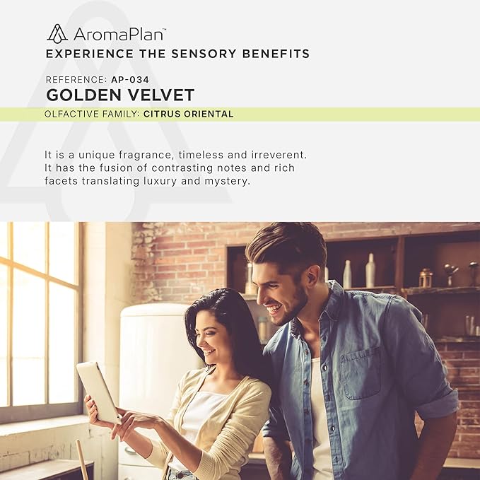 AromaPlan Hotel Scents Golden Velvet 5 Fl Oz (148ml), Home Luxury Aroma & Hotel Fragrance Diffuser Oil- Hotel Diffuser Oil for Aromatherapy- USA Made, Bigger Bottle, Bolder Aroma & Longer Lasting - Bloomnest