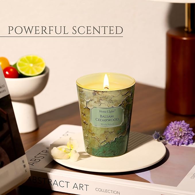 HomeLights Balsam Cedarwood Scented Candles | 6.7oz Soy Candles Industrial Chic Large Candle Jars | Ideal Candle Gifts for Events, Home Decor Stress, Relief & Relaxation - Bloomnest