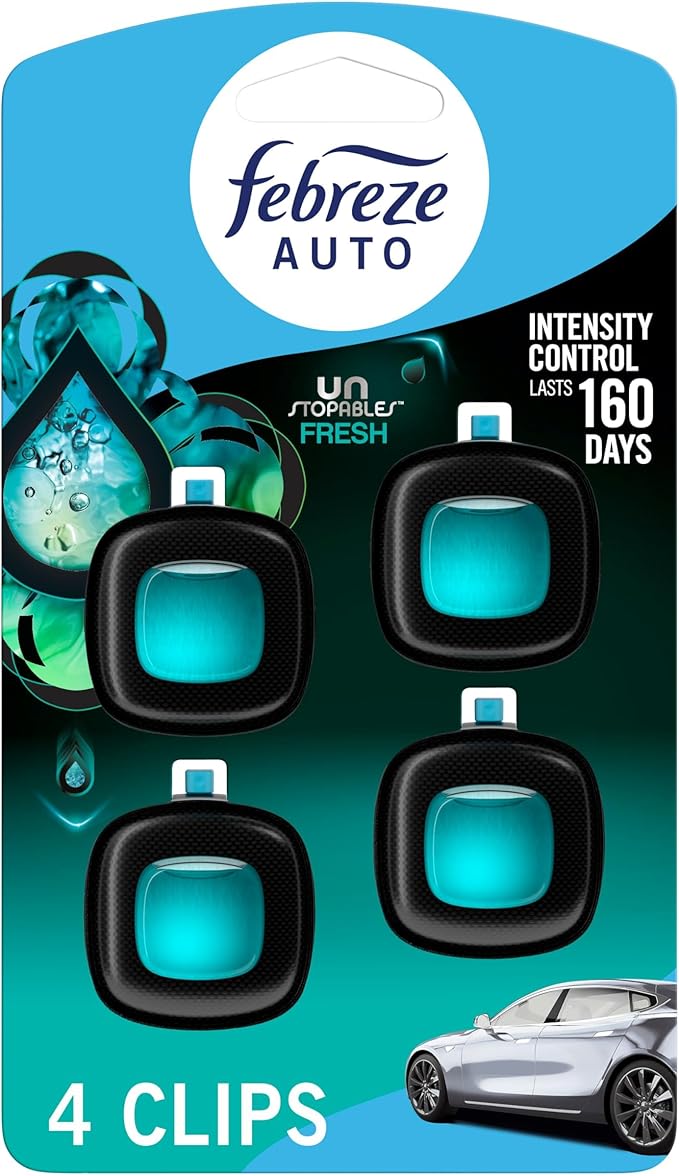 Unstopables Car Odor-Fighting Car Freshener Vent Clip Fresh Scent, .07 oz. Car Vent Clip, Pack of 4 - Bloomnest