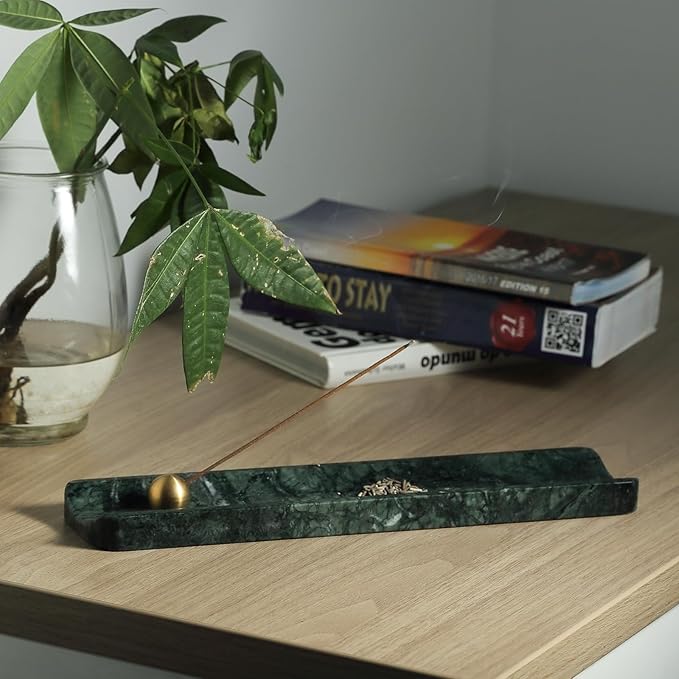 Koville Luxury Natural Indian Marble Incense Holder, Incense Holders for Sticks, Incense Burner Holder, Ideal for Meditation and Relaxing, Easy to Clean(Indian Green) - Bloomnest