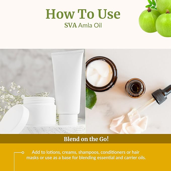 SVA Amla Oil 4oz (118ml) Premium Carrier Oil With Dropper For Hair Care, Hair Oiling, Scalp Massage, & Skin Care - Bloomnest