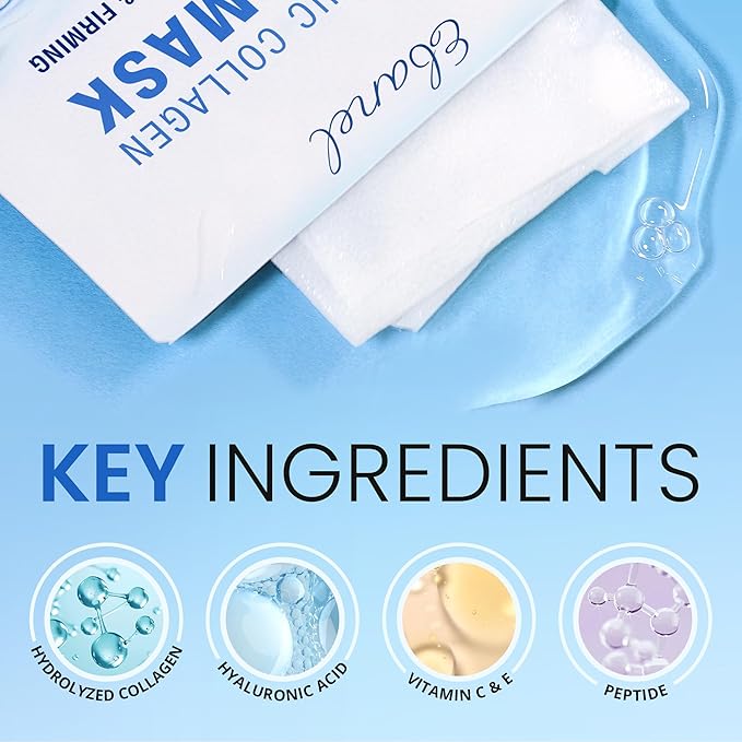 Ebanel 40 Pack Collagen Face Mask with Hyaluronic Acid, Vitamin C, Peptide, Aloe, Instant Brightening Hydrating Face Masks Skincare Korean Sheet Mask, Skin Firming, Lifting Anti Aging Facial Masks - Bloomnest