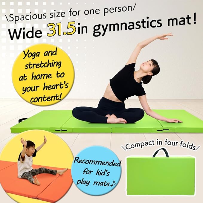 Gymnastics Mat Folding Stretch Mats 71"x31"x2" Exercise Muscle Training Children Play Horizontal Bar Mat Yoga Sports Soundproof Home Use - Bloomnest