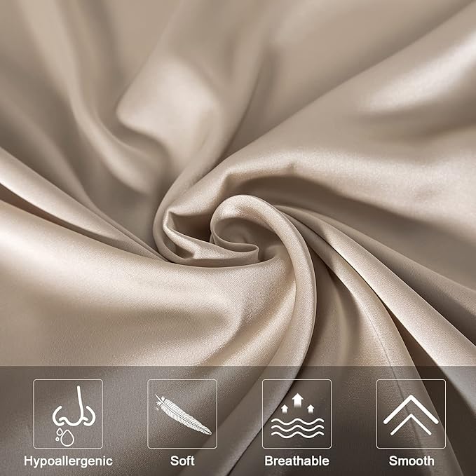 2 Pcs Mulberry Silk Pillowcase for Hair and Skin,Cooling Silk Pillow Case with Hidden Zipper,Allergen Proof Dual Sides Soft Breathable Smooth Silk Pillow Cover for Women(Queen-2PCS,Champagne) - Bloomnest