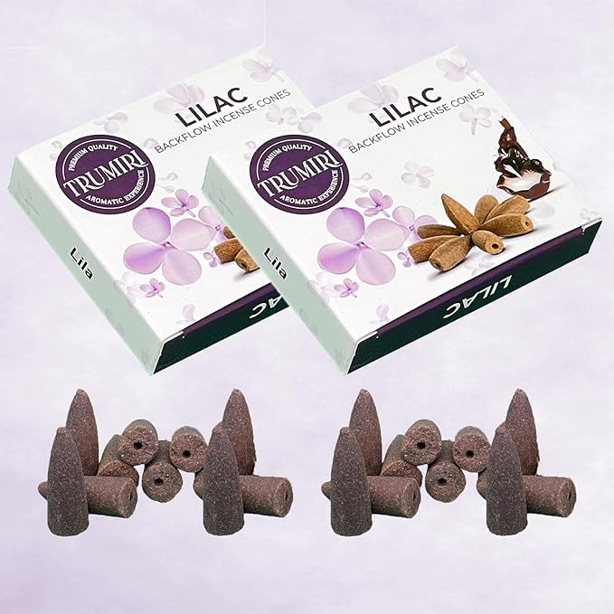 Lilac Backflow Incense Cones - Total 60 Incense Cones Waterfall - Six Packs of 10 Incense Backflow Cones - Waterfall Inscent Cones - Incense Waterfall Cones