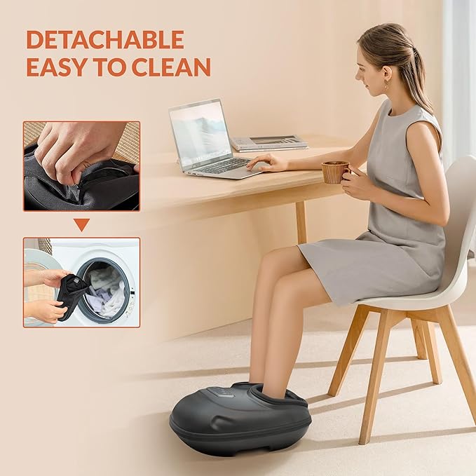 CILI Shiatsu Foot Massager Machine with Heat, Electric Feet Massager for Neuropathy, Independent Compression Rolling Vibration, Foot Warmer, Fits Up to Men Size 13, Gifts for Mom Dad - Bloomnest
