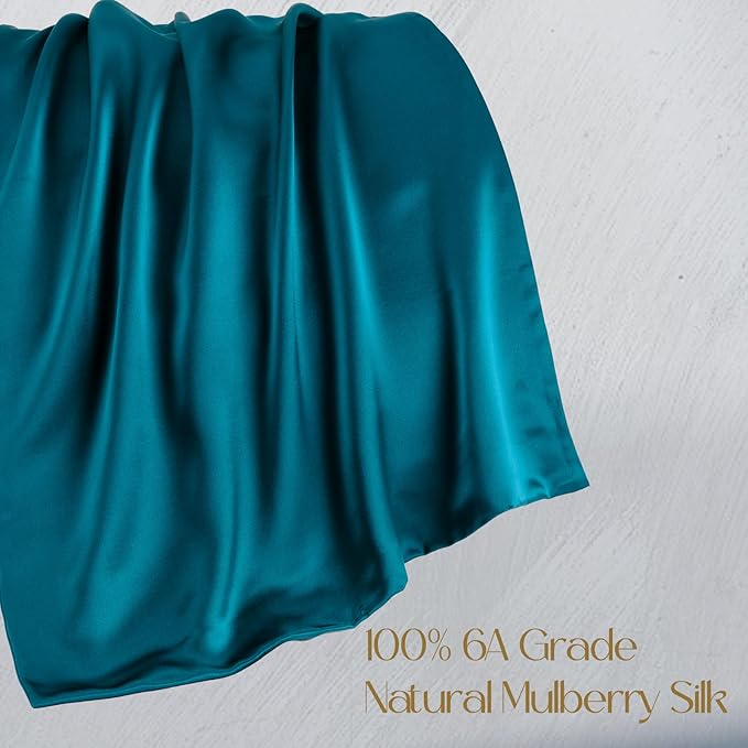 ZIMASILK 100% Pure Mulberry Silk Pillowcase for Hair and Skin Health,Soft and Smooth,Both Sides Premium Grade 6A Silk,600 Thread Count,with Hidden Zipper,1pc (King 20''x36'',Turquoise) - Bloomnest