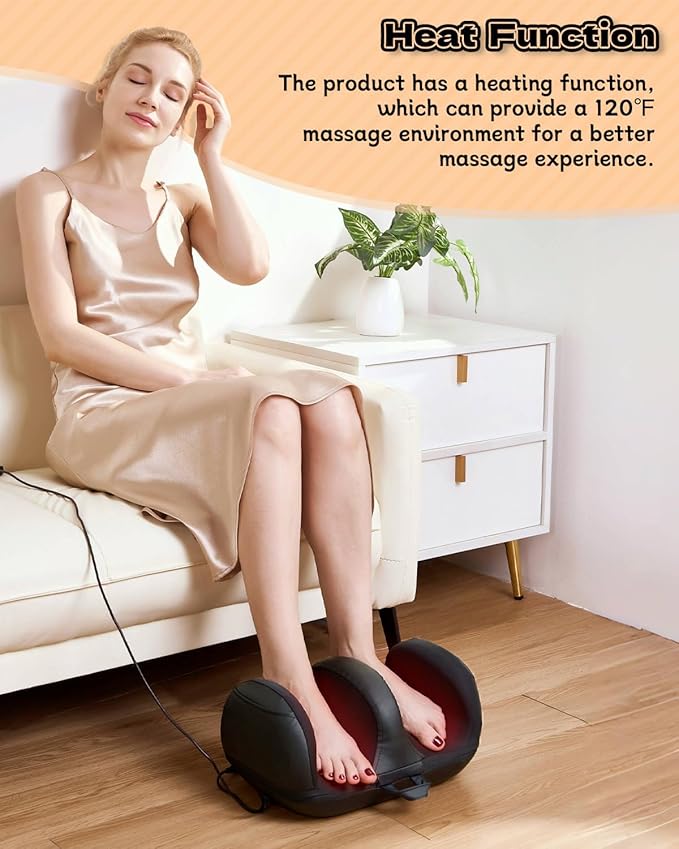 Foot Massager, Shiatsu Foot Massager with Heat, Rechargeable Calf Massager, Massage Calf, Deep Kneading Massage for Home and Office, Gifts for Women, Men, Dad, Mom - Bloomnest