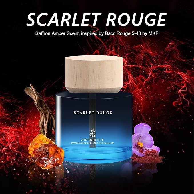 Car Air Freshener 50ML (1.7 FL OZ) Car Air Fresheners Perfume - Saffron Amber Fragrance Oil Air Diffuser for Car, 180+ days Long Lasting Fragrance, Car Air Freshner Wooden Cup Design, Made in USA - Bloomnest