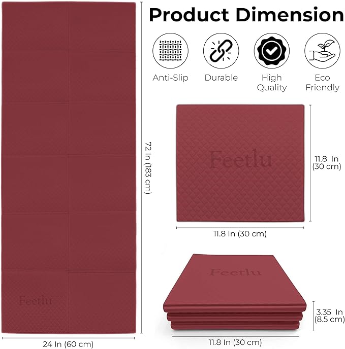 Foldable Yoga Mat, 6mm Thick, Lightweight, Anti-Slip, and Easy to Store – Perfect for Travel, Yoga, Pilates, Home Workouts, and Floor Exercises - Bloomnest