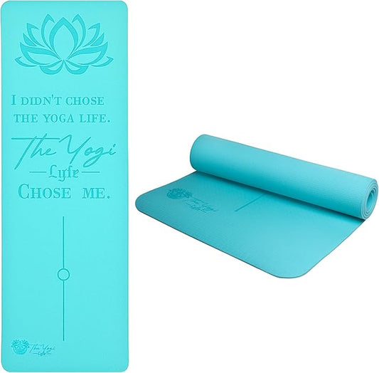Yoga Mat – Laser-Engraved Affirmation, Non-Slip Eco TPE, 72" x 24" x 6mm, Lightweight Blue Mat for Mindful Movement and Recovery - Bloomnest