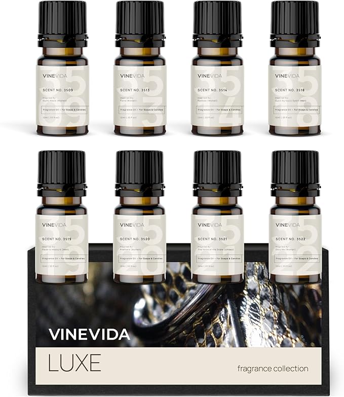 VINEVIDA [Set of 8] Luxe Scents for Candle Making, Made in USA Candle Fragrance Oil, Soap Making Essential Oils, Diffuser Oil Scents - Bloomnest