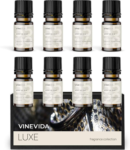 VINEVIDA [Set of 8] Luxe Scents for Candle Making, Made in USA Candle Fragrance Oil, Soap Making Essential Oils, Diffuser Oil Scents - Bloomnest
