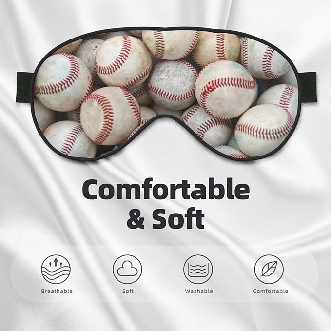 Nostalgic Baseballs Sleep Mask for Women & Men - Comfortable Eye Mask with Adjustable Strap - Soft Eye Cover Blindfold for Travel, Yoga, Nap, Shift Work - Bloomnest