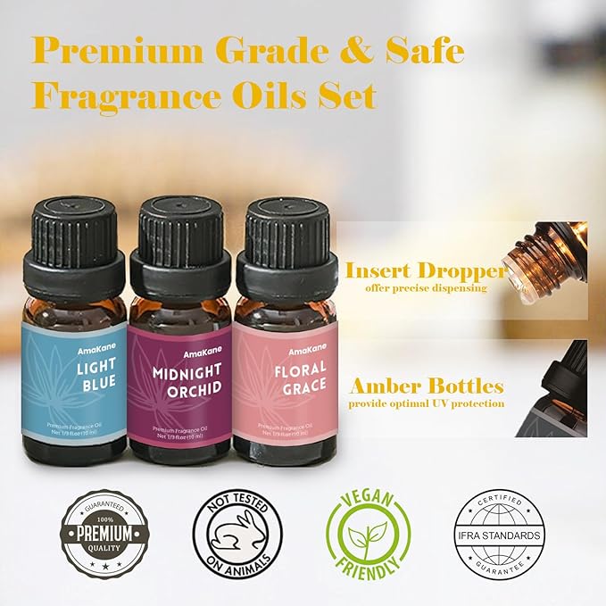 AmaKane Feminine Fragrance Oils, Women Essential Oil, Perfume Oils for Women Long Lasting, Fragrance Oil for Candle Soap Making, Diffuser Oil Scents 6x10 ml, BlackBerry& Bay, Midnight Orchid, More - Bloomnest