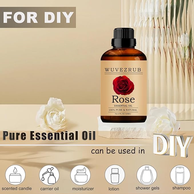 Rose Essential Oil, 120ML Pure and Natural for Aromatherapy Diffuser - 4 Fl Oz - Bloomnest