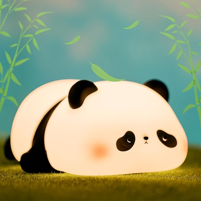 Attivolife Panda Night Light, Cute Animal Squishy Silicone Touch Lamp, Rechargeable Dim Timer LED Nightlight, Feeding Room Bedside Decor, Best Birthday Gifts for Women Girlfriend - Bloomnest