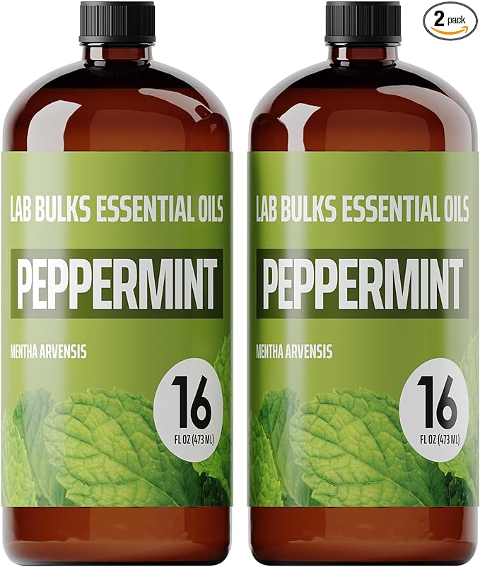 Lab Bulks Essential Oil Peppermint Essential Oil (16 oz, 2 Pack) – Bulk Peppermint Oil for Diffusers, Candles, Cleaning & Sprays - Bloomnest