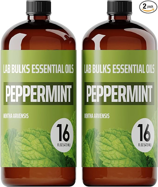 Lab Bulks Essential Oil Peppermint Essential Oil (16 oz, 2 Pack) – Bulk Peppermint Oil for Diffusers, Candles, Cleaning & Sprays - Bloomnest