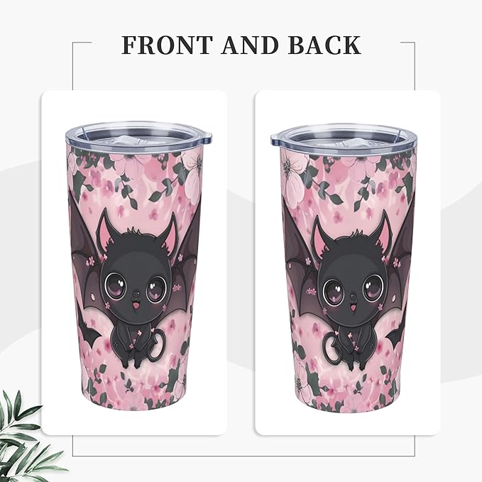 Bat Tumbler with Lid and Straw 20 oz Stainless Steel Cup Insulated Tumbler Coffee Mug for Home Office or Car Christmas Birthday Gifts - Bloomnest