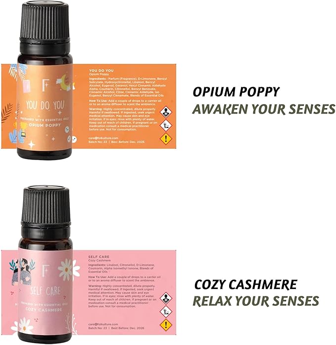 Folkulture Essential Oils for Diffuser | Essential Oils Set of 6 Fragrances | Diffuser Oil Scents for Home | Oils Diffuser Essential Oil | Fragrance Oils for Diffusers - Green Tea, Ocean Salt - Bloomnest
