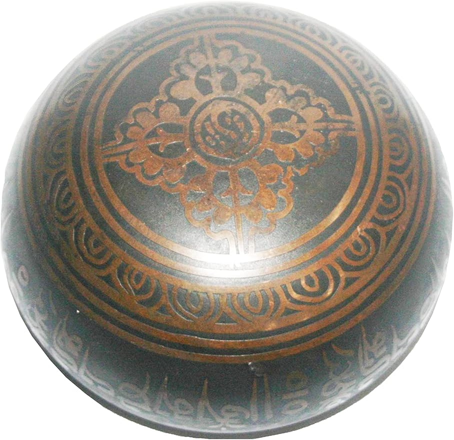 3385 SB Tibetan Auspicious Symbol Singing Bowl Set ~ Mallet Cushion Meditation Chakra Healing Prayer Yoga Mindfulness (SB-3385-F) - Bloomnest