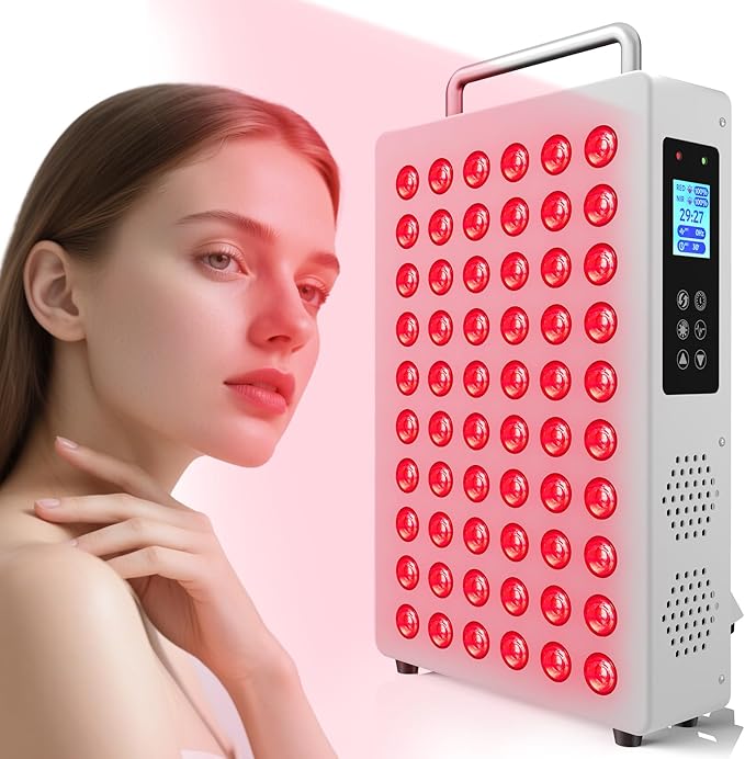 Red Light Therapy Panel with 660nm & 850nm Near-Infrared Light – 300W High-Power Red Light Panel for Face & Body, Supports Skin Care, Pain Relief, and Skin Health (White)