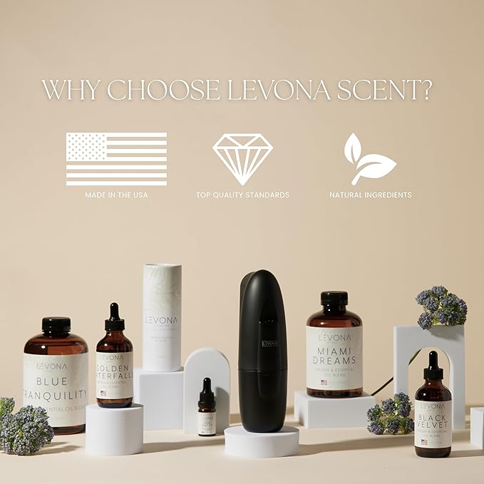 Levona Scent Essential Oil - Fresh Aroma for Home, Office, Hotel & Spa, Ideal for Humidifiers & Diffusers, Hotel Fragrance with Bergamot, Lemon & Lemongrass - 120ml / 4 fl oz, 24K Allure LEVONASCENT