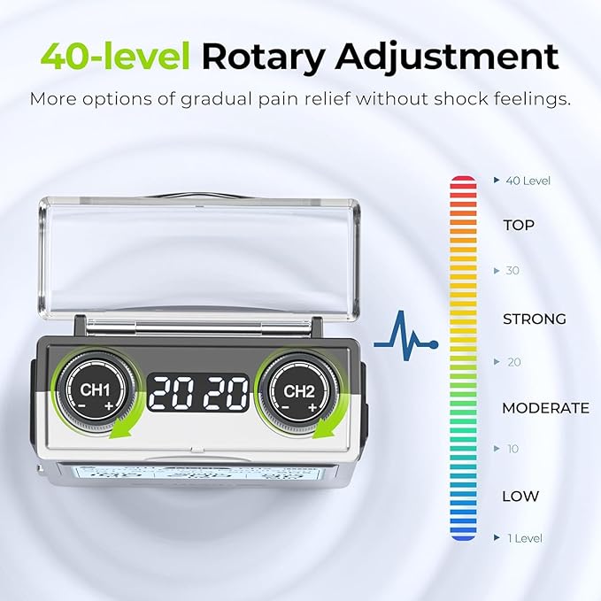 AUVON Rechargeable TENS Unit Muscle Stimulator, FSA HSA Eligible, Digital TENS Machine with 8 Customizable Modes, Electronic Massager for Sciatica, Shoulder & Back Pain Relief, 12 Pads, A Carry Case AUVON