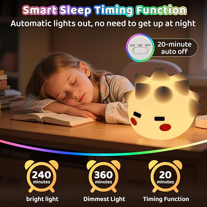 Cute Monster Lamp, 8 Color Changing and 20min Timer Nursery Nightlights, Soft Silicone Touch Lamps for Kids Room, Boys and Girls for Kids Sleep - Bloomnest