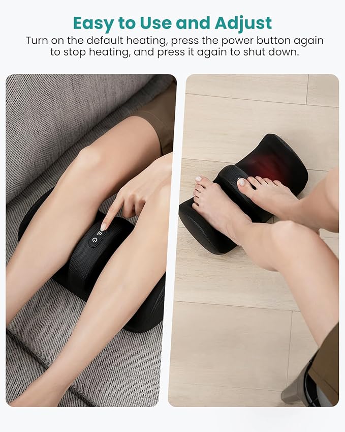 Nekteck Foot Massager with Heat & Foot Roller, Shiatsu Calf Leg Massager for Circulation and Neuropathy Pain Relief for Feet Care Home Office Gadgets Relaxing Massage Tools Gifts for Women Men Mom Dad - Bloomnest
