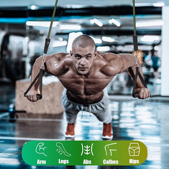 Exercise Resistance Bands with Handles for Working Out, 150/200/250/300 lbs Workout Bands Set with Door Anchor for Physical Therapy, Yoga, Pilates - Bloomnest