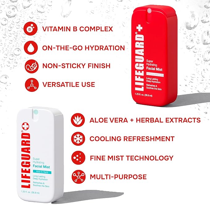 LIFEGUARD Super Hydrating Facial Mist - Aloe & Herb, Face Mist Hydrating Spray for All Skin Types, Lightweight Face Moisturizer - 1.25 fl. oz. - Bloomnest