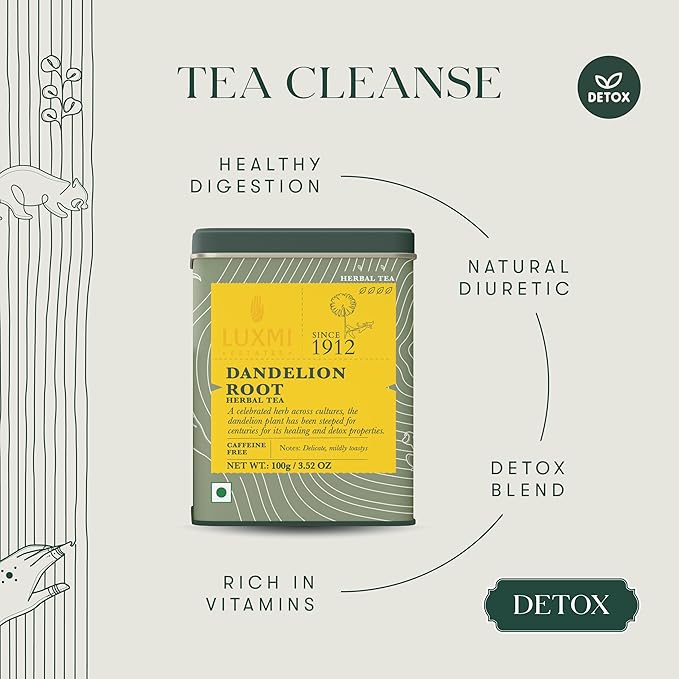 Luxmi Estates - Pure Dandelion Herbal - Organic Dandelion Tea - Loose Leaf - 100g (50 Cups) | With Pure Dandelion Root | Single Ingredient | Great for Detox - Bloomnest