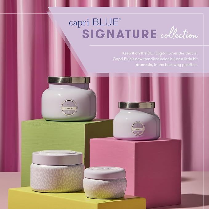 Capri Blue Volcano Scented Candles - Luxury Glass Jar Candles for Home Scented with Tropical Fruit & Sugared Citrus - Soy Wax Blend - Lavender Colored Jar (8 oz) - Bloomnest