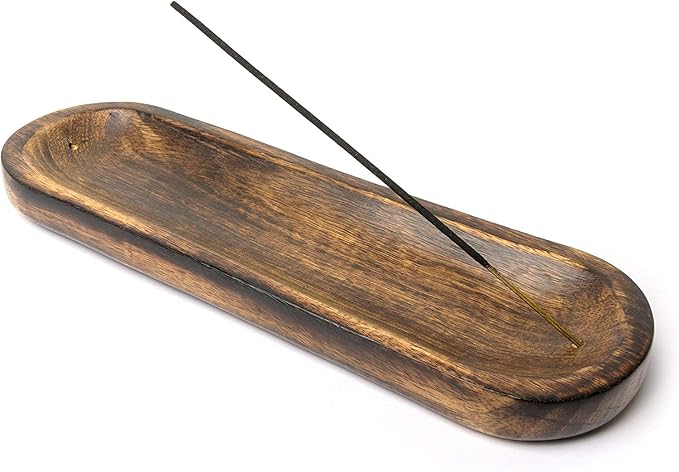 Bless-International Traditional-Handmade-Tray-Burner Wooden-Trat-Incense-Stick-Holder Ash-Catcher-Stand for-Aromatherapy-Meditation-Yoga (11x4x1.22 Inches) - Bloomnest
