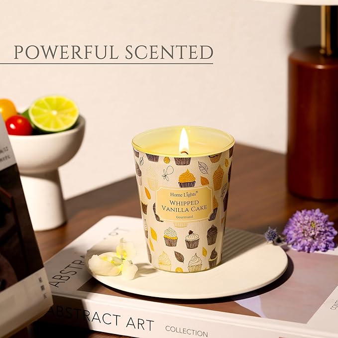 HomeLights Scented Candles for Women & Men, 6.7oz Candle Jars Aromatherapy Single Wick Candle, Ideal for Rustic Modern Home Decor and Gifts, Whipped Vanilla Cake - Bloomnest