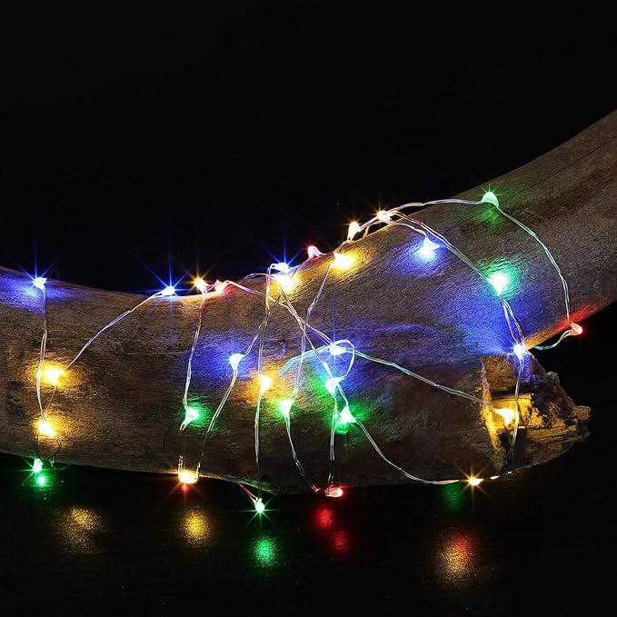 MUMUXI 20 Pack 3.3ft Fairy Lights Battery Operated String Lights, Mini LED Battery Powered Colored Waterproof Indoor Silver Wire Firefly Mason Jar Decor, Multicolor - Bloomnest