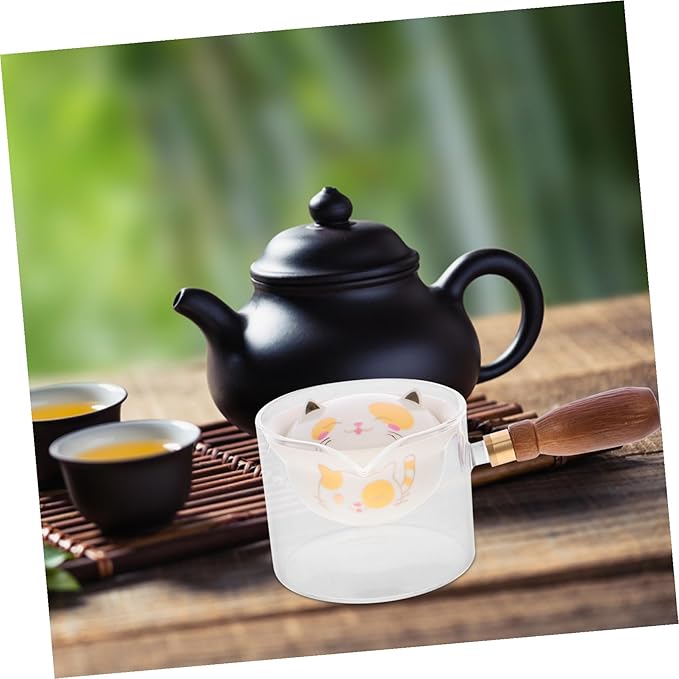 Rotation Ceramic Glass Tea Maker with Side Wooden Handle Practical Small Capacity Teapot for Loose Leaf and Blooming Tea Easy to Clean and Pour Compact Design for Home and Office